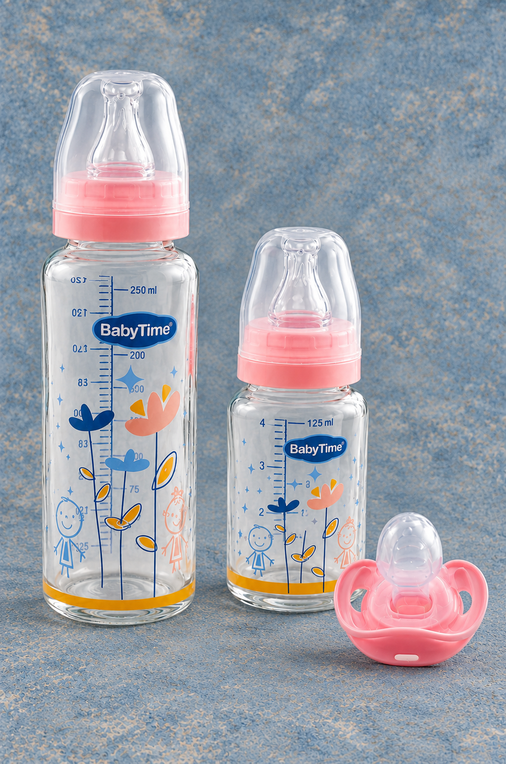 3’lü Kutulu Cam Biberon Seti 250 ml + 125 ml + Emzik 0-6 Ay