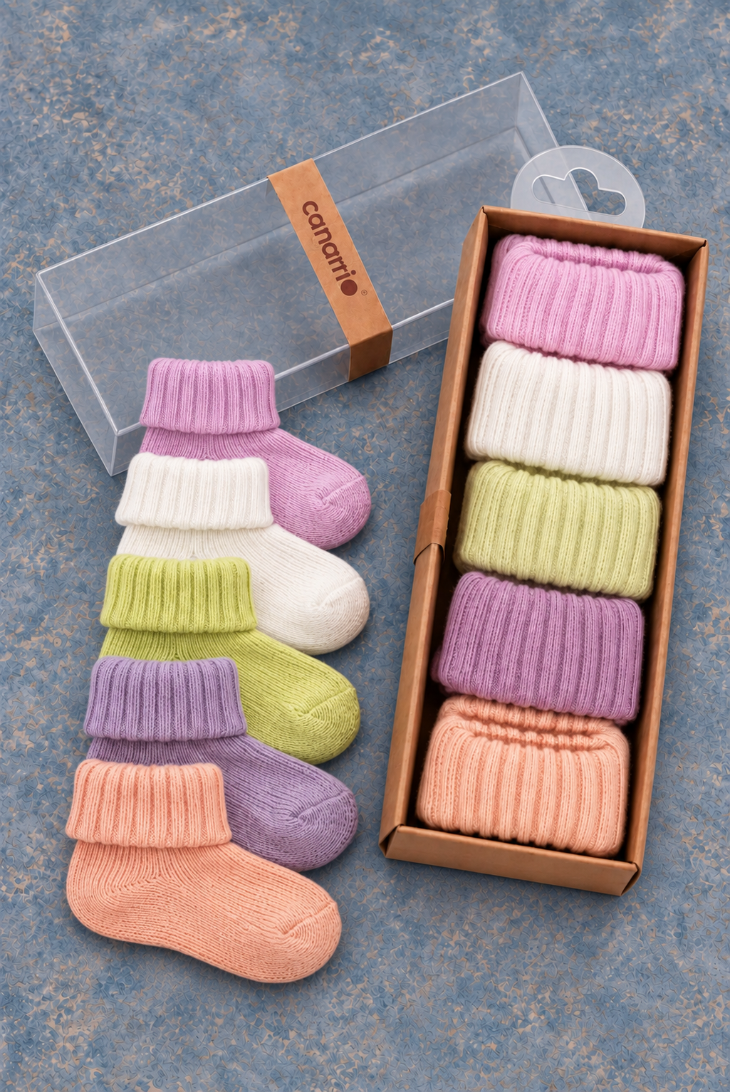 Bebek 5'Li Pastel Renkli Fitilli Pamuklu Çorap Seti