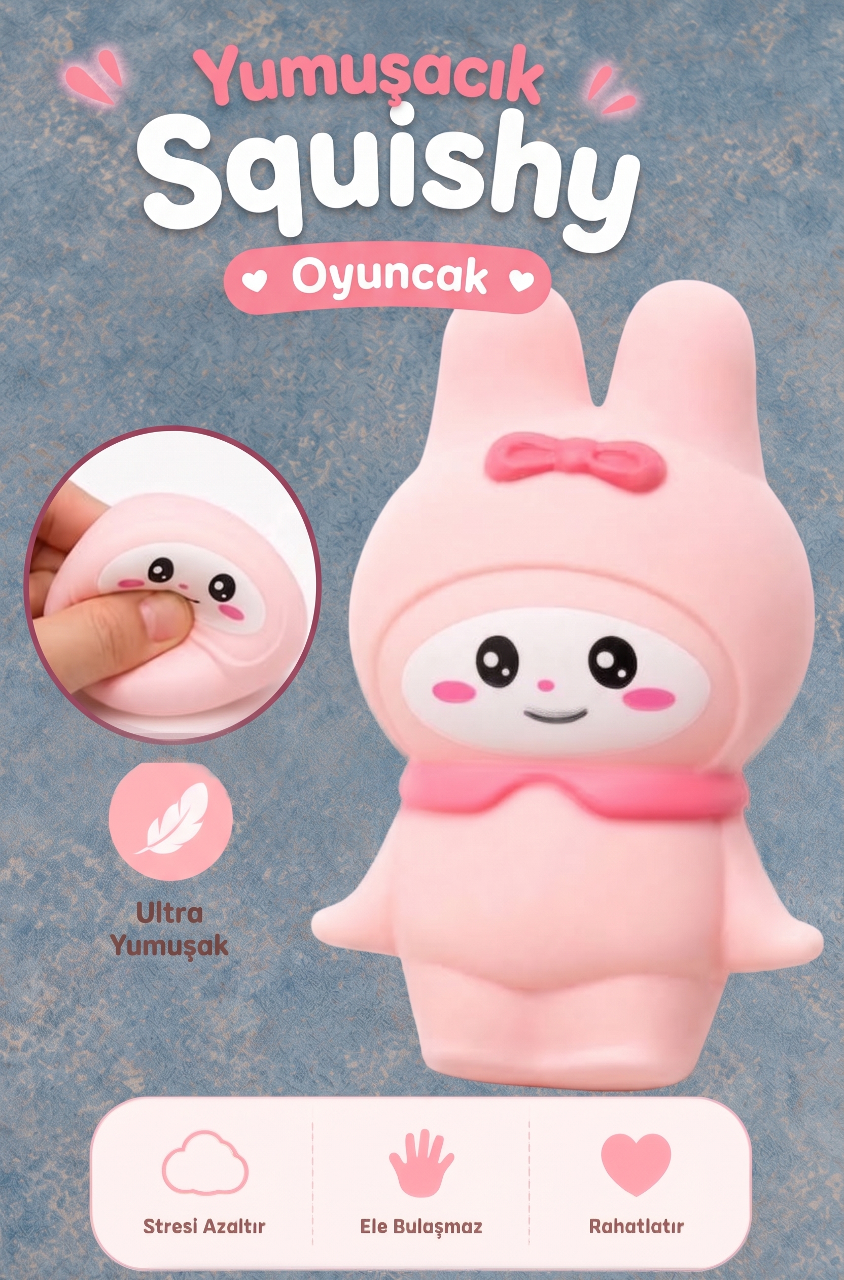 Yumuşacık Tavşan Squishy Oyuncak – Sıkılabilir Ultra Soft Stres Oyuncağı
